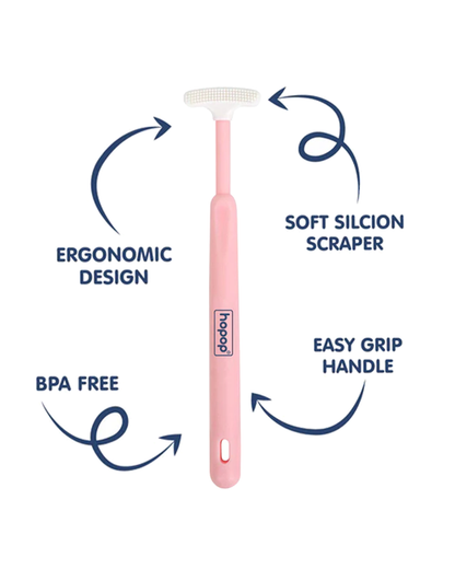 Hopop Baby Tongue Cleaner-Ergonomic Design-Pink