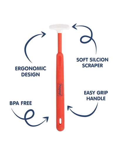 Hopop Baby Tongue Cleaner-Ergonomic Design-Red