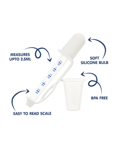 Hopop Medicine Dispenser & Dropper-With Spill Proof Design & Marked Measurements-White-For Infants