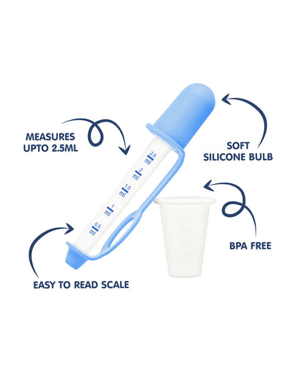 Hopop Medicine Dispenser & Dropper-With Spill Proof Design & Marked Measurements-Blue-For Infants