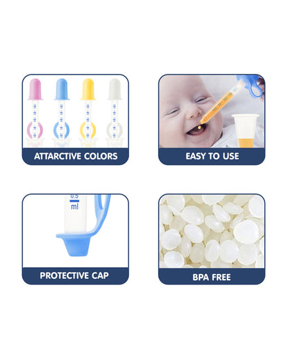 Hopop Medicine Dispenser & Dropper-With Spill Proof Design & Marked Measurements-Blue-For Infants