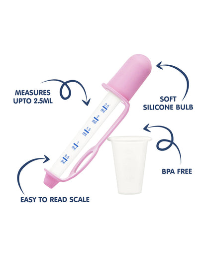 Hopop Medicine Dispenser & Dropper-With Spill Proof Design & Marked Measurements-Pink-For Infants