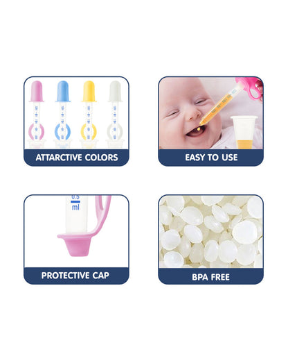 Hopop Medicine Dispenser & Dropper-With Spill Proof Design & Marked Measurements-Pink-For Infants