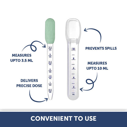 Hopop Medicine Spoon & Dropper-With Spill Proof Design & Marked Measurements-Green-For Infants