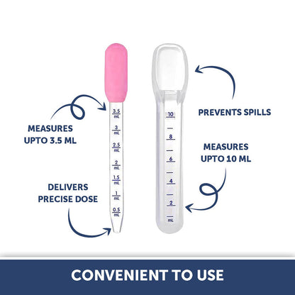 Hopop Medicine Spoon & Dropper-With Spill Proof Design & Marked Measurements-Pink-For Infants