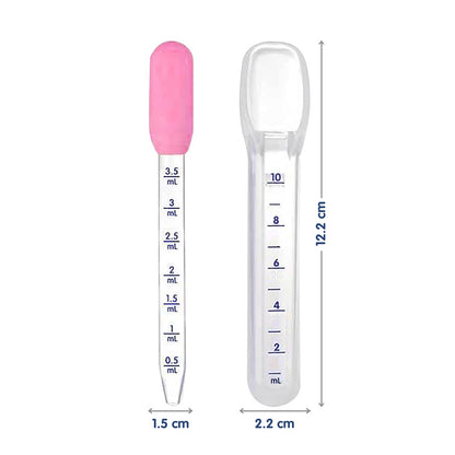 Hopop Medicine Spoon & Dropper-With Spill Proof Design & Marked Measurements-Pink-For Infants