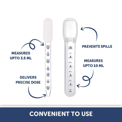 Hopop Medicine Spoon & Dropper-With Spill Proof Design & Marked Measurements-White-For Infants