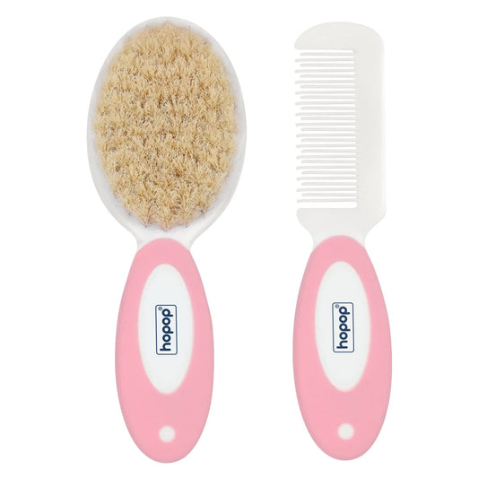 Hopop BPA-Free Baby Hair Brush & Comb Set-Pink