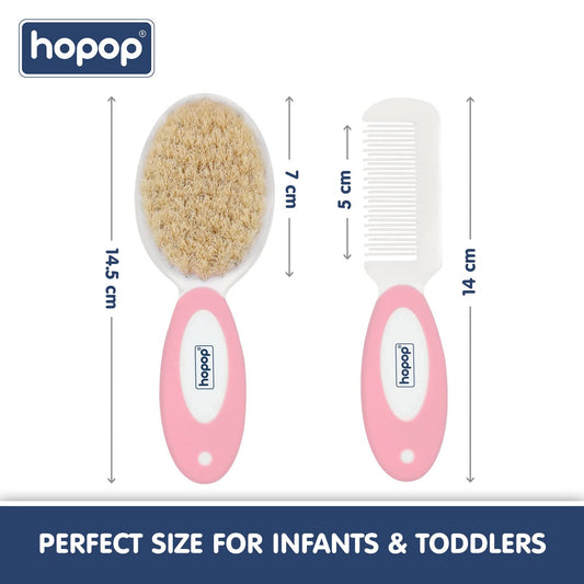 Hopop BPA-Free Baby Hair Brush & Comb Set-Pink