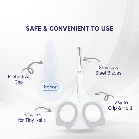 Hopop Baby Nail Scissor-With Rounded Tips-0 to 12M-Grey