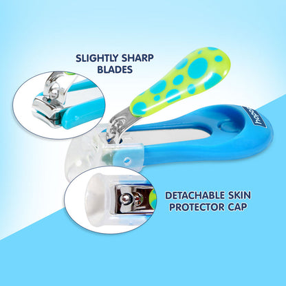 Hopop Nail Clipper-With Skin Guard-Blue Dot