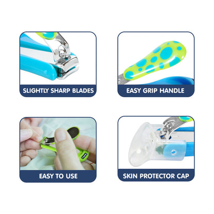 Hopop Nail Clipper-With Skin Guard-Blue Dot