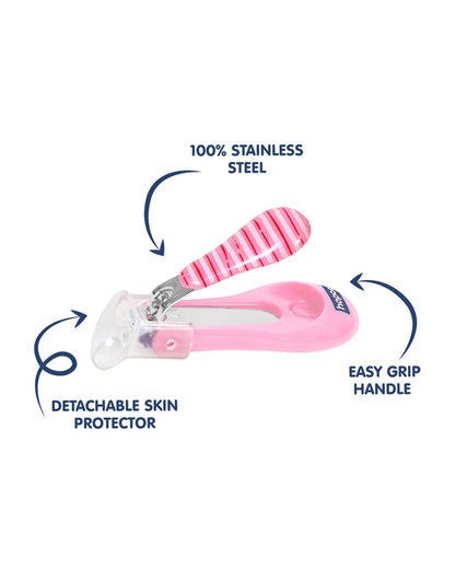 Hopop Nail Clipper-With Skin Guard-Pink Stripe