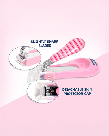 Hopop Nail Clipper-With Skin Guard-Pink Stripe