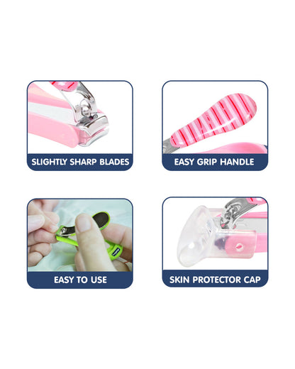 Hopop Nail Clipper-With Skin Guard-Pink Stripe