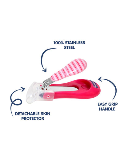 Hopop Nail Clipper-With Skin Guard-Magenta Stripe