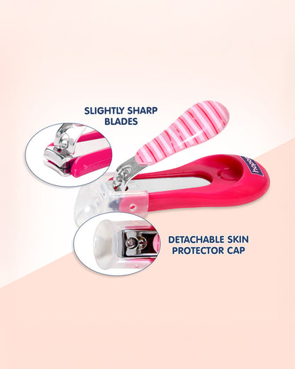 Hopop Nail Clipper-With Skin Guard-Magenta Stripe