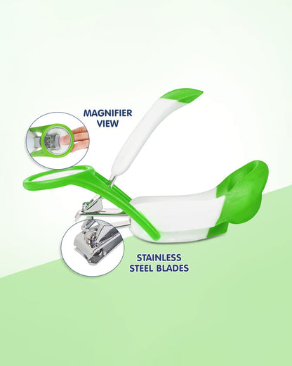 Hopop Nail Clipper-With Magnifying Zoom Lens-Green