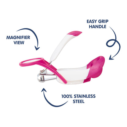 Hopop Nail Clipper-With Magnifying Zoom Lens-Pink