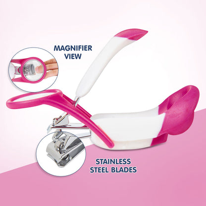 Hopop Nail Clipper-With Magnifying Zoom Lens-Pink