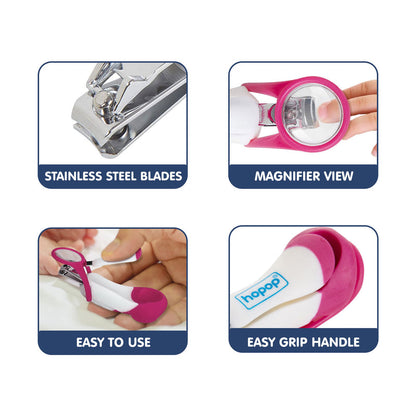 Hopop Nail Clipper-With Magnifying Zoom Lens-Pink