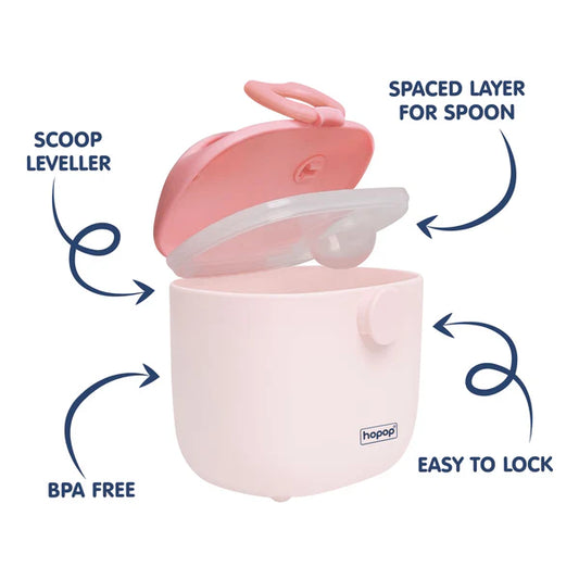 Hopop Milk Powder & Multi Purpose Food Container-Airtight Seal-With Scoop Spoon-210 ml-Pink
