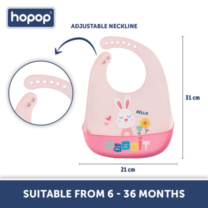 Hopop Easy Clean Waterproof Silicone Bib-Dog-Crumb Catcher-Adjustable Snap Button-For Infants