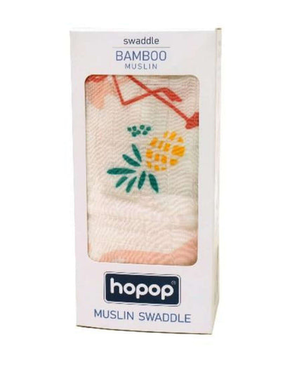 Hopop Pineapple Baby Swaddle-100% Organic Cotton Muslin-White-For Infants