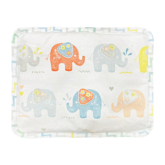 Hopop Elephant Baby Mustard Pillow-100% Cotton-Mutlicolor-For Infants