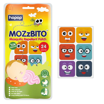 Hopop Smiley MoZzbito Mosquito Repellent Patches-Upto 12 Hours Protection-For Infants-24 Patches