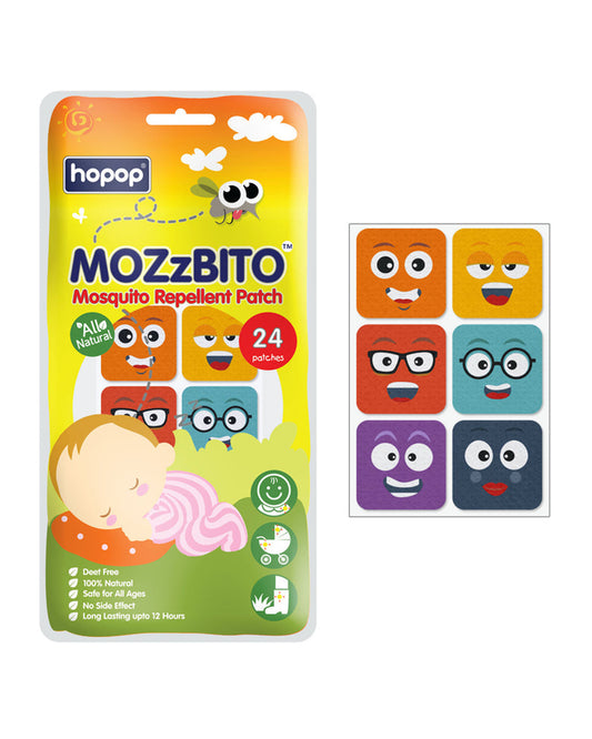 Hopop Smiley MoZzbito Mosquito Repellent Patches-Upto 12 Hours Protection-For Infants-24 Patches