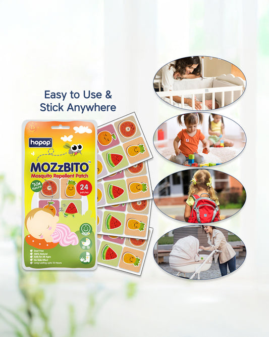 Hopop Smiley MoZzbito Mosquito Repellent Patches-Upto 12 Hours Protection-For Infants-24 Patches