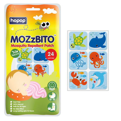 Hopop Under The Sea MoZzbito Mosquito Repellent Patches-Upto 12 Hours Protection-For Infants-24 Patches