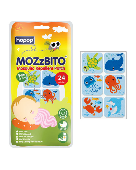 Hopop Under The Sea MoZzbito Mosquito Repellent Patches-Upto 12 Hours Protection-For Infants-24 Patches
