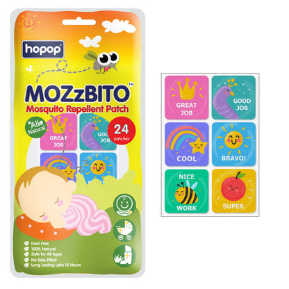 Hopop Bravo MoZzbito Mosquito Repellent Patches-Upto 12 Hours Protection-For Infants-24 Patches