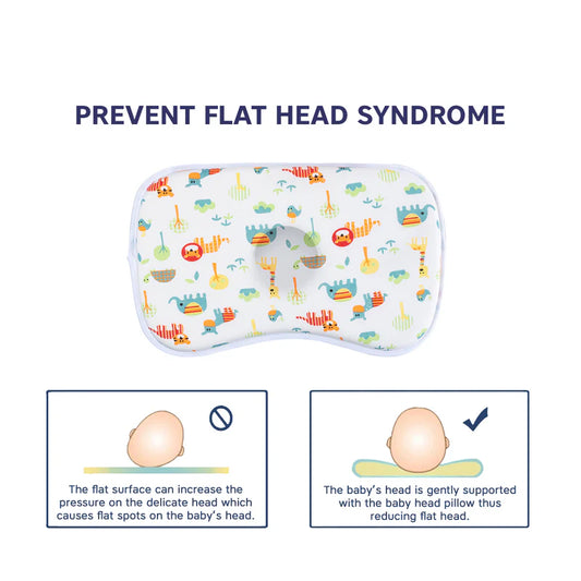 Hopop Memory Foam Baby Pillow-Prevents Flat Head Syndrome-Eases Neck Tension of Baby-Jungle-For Infants