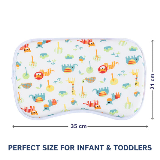 Hopop Memory Foam Baby Pillow-Prevents Flat Head Syndrome-Eases Neck Tension of Baby-Jungle-For Infants