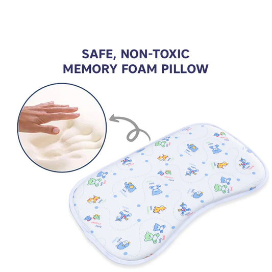 Hopop Memory Foam Baby Pillow-Prevents Flat Head Syndrome-Eases Neck Tension of Baby-Bear-For Infants