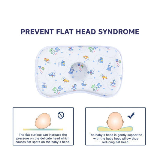 Hopop Memory Foam Baby Pillow-Prevents Flat Head Syndrome-Eases Neck Tension of Baby-Bear-For Infants