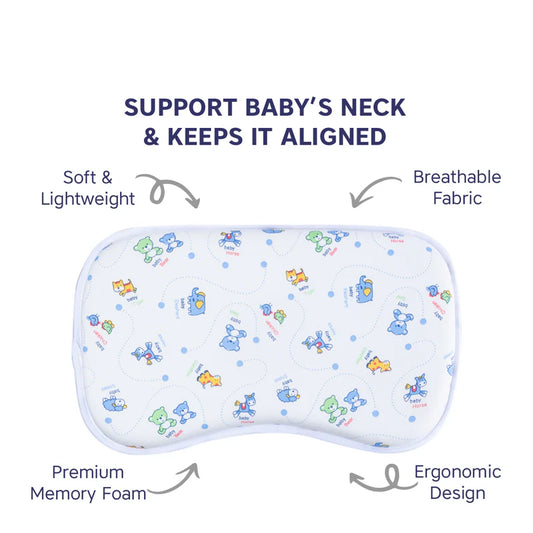 Hopop Memory Foam Baby Pillow-Prevents Flat Head Syndrome-Eases Neck Tension of Baby-Bear-For Infants