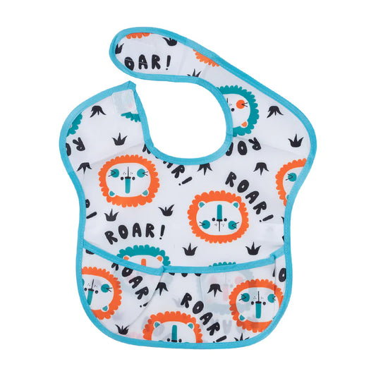 Hopop Waterproof Baby Apron Bib-Roar-With Crumb Catcher-Adjustable Neck Closure-For Infants