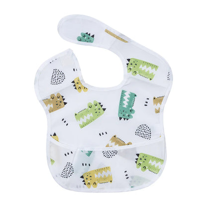 Hopop Waterproof Baby Apron Bib-Alligator-With Crumb Catcher-Adjustable Neck Closure-For Infants