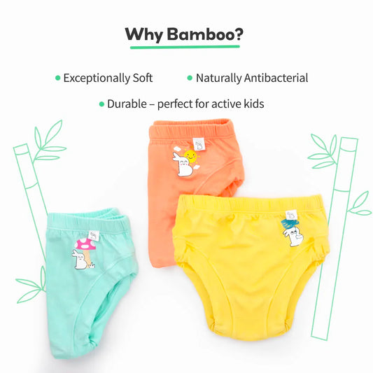 SuperBottoms Yellow & Blue Briefs-Solid-Bamboo Cotton-Pack Of 3-For Infants