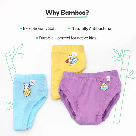 SuperBottoms Lavender, Yellow & Blue Briefs-Solid-Bamboo Cotton-For Infants