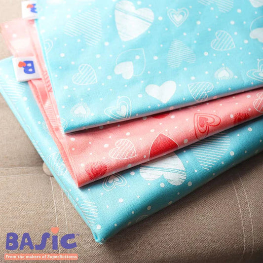 SuperBottoms Travel Diaper Changing Mats-Lightweight & Anti-Heat-Cotton Fleece-Peppy Pink & Breezy Blue-Pack of 2