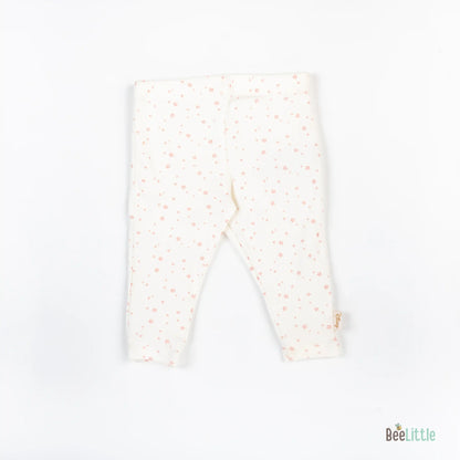 BeeLittle Off White Leggings-Tiny Flowers-Cotton-For Infants