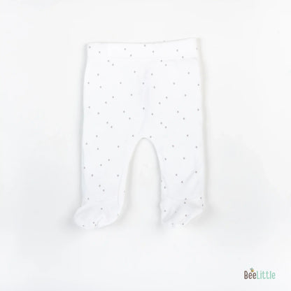 Beelittle White & Off White Leggings-Polka Dots-Cotton-Pack Of 2-Newborn