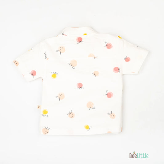 BeeLittle Pink & White Jhabla Set-Fruity Delight-Cotton-For Infants