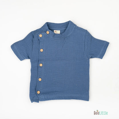 BeeLittle Blue & Yellow Jhabla Set-Navy-Cotton-For Infants