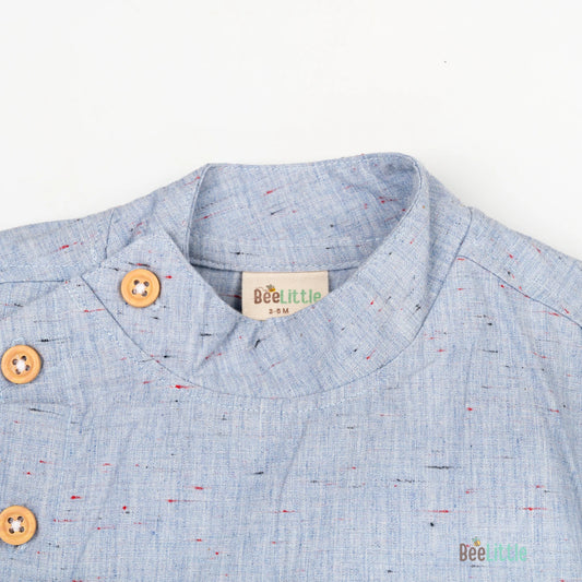 BeeLittle Light Blue Jhabla Set-Cotton-For Infants